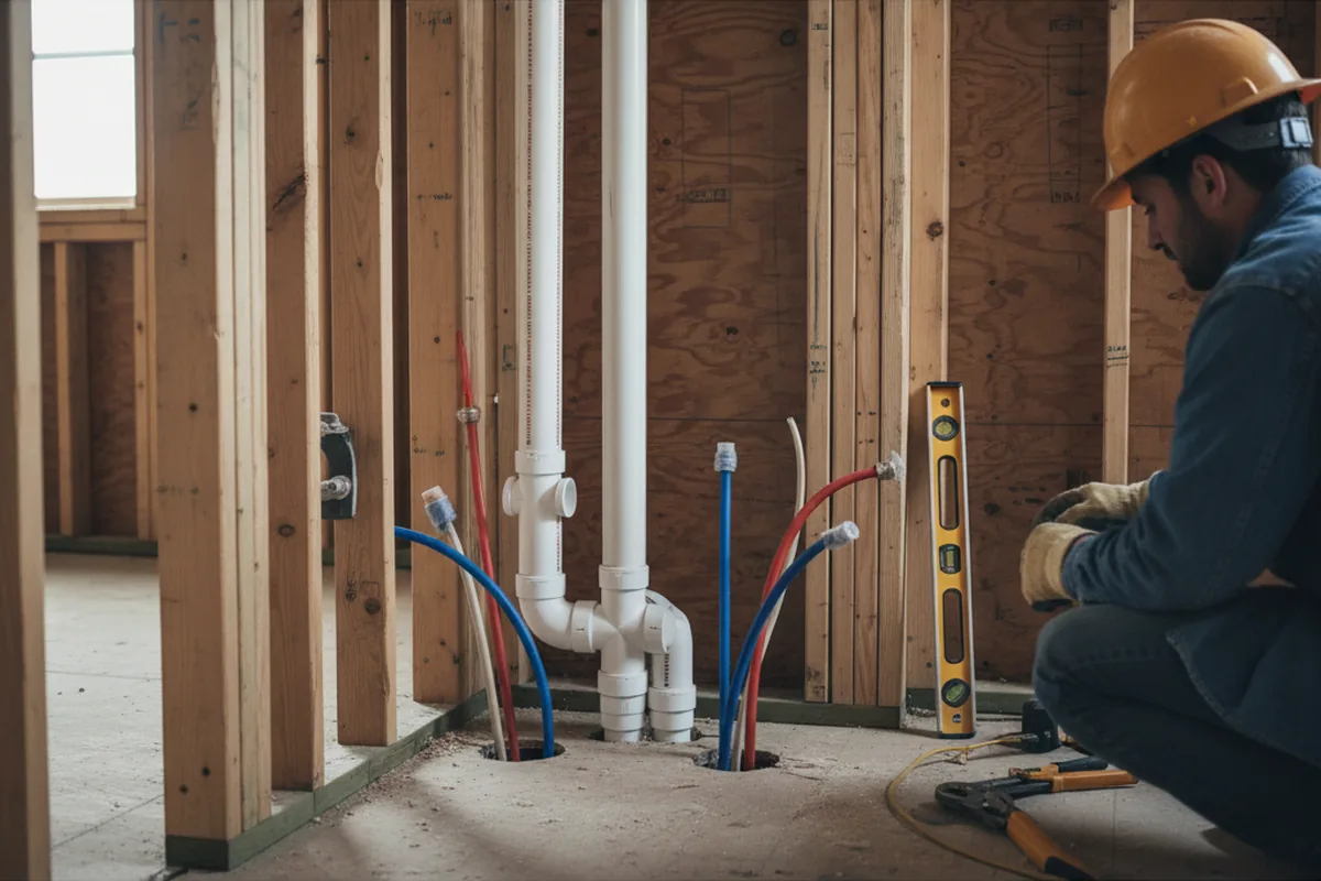 Drain and supply rough-in during Sump Pump Repair in Lake Waccamaw