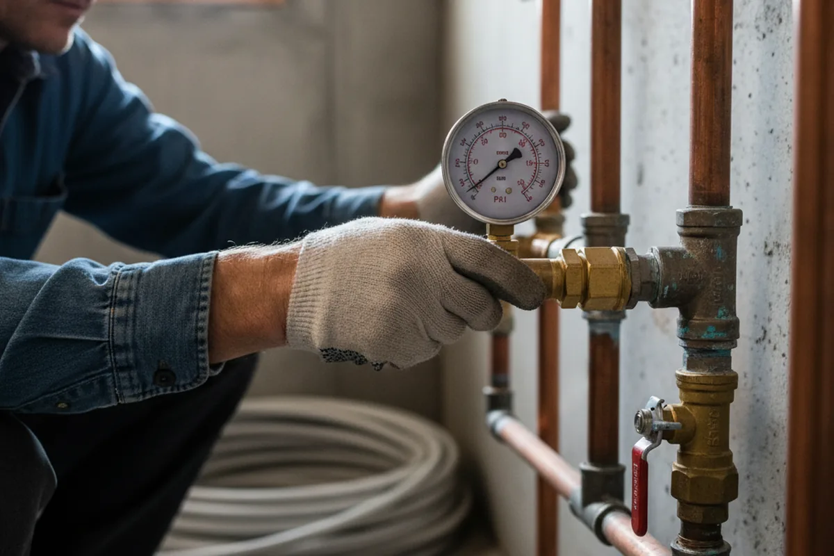 Pressure testing a repaired line during Water Line Repair in Lake Waccamaw